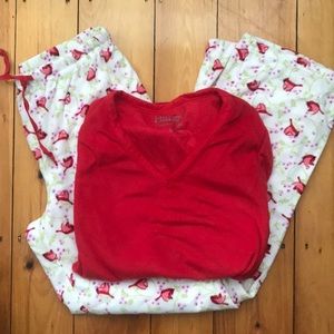 Hanes Comfort Sleep Red Cardinal Pajama Set